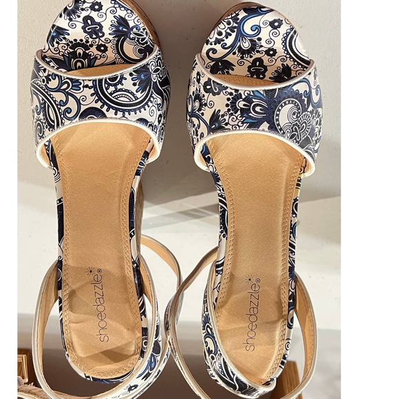 Shoe Dazzle Shoes - Shoedazzle Cork Platform 6" Wedge Peep Toe Shoes Size 8 NWT.